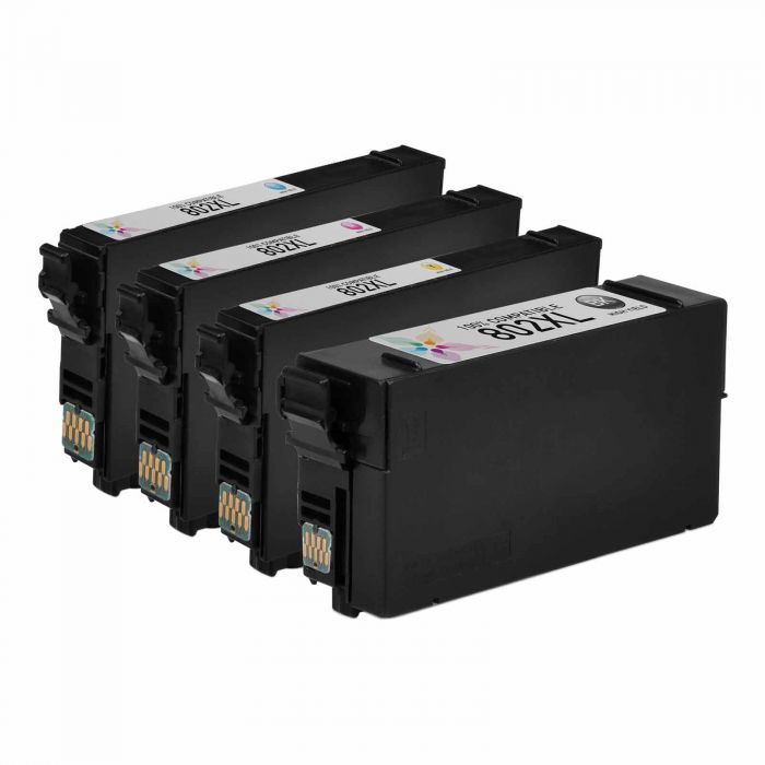 Bulk Set Of 4 Remanufactured Ink Cartridges For Epson 802xl 1 Black Cyan Magenta And Yellow 7082