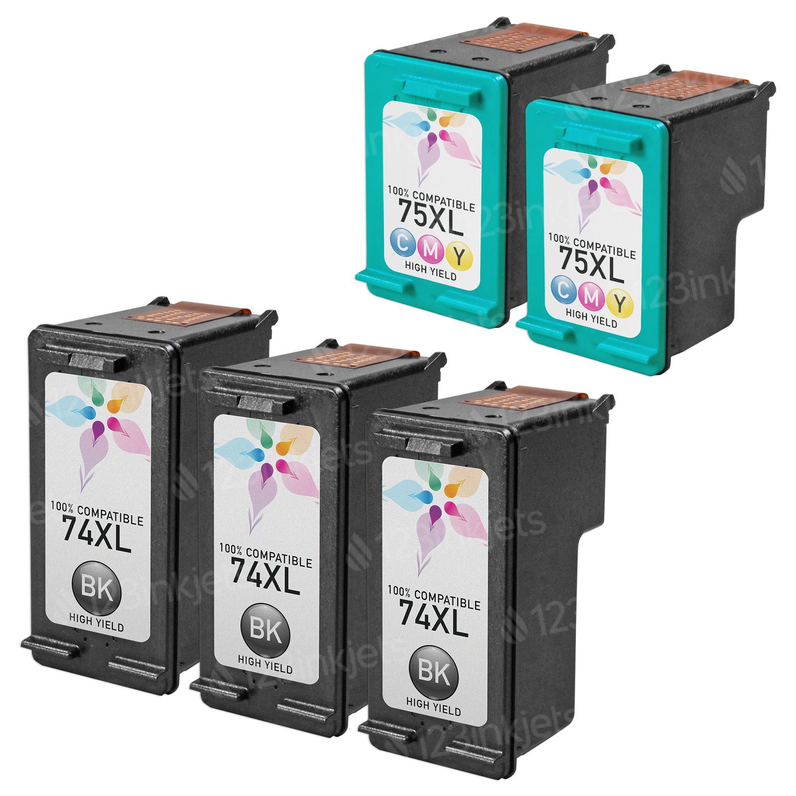 Compatible with HP 74XL Black 75XL Color Ink Photosmart C4580 D5360 C5580