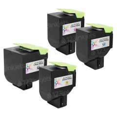 Remanufactured Lexmark C544, EHY (Bk, C, M, Y) Toner Cartridges