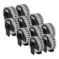 Comp Brother DK2210 1.1"x100' Black on White Paper Tape 10-Pack